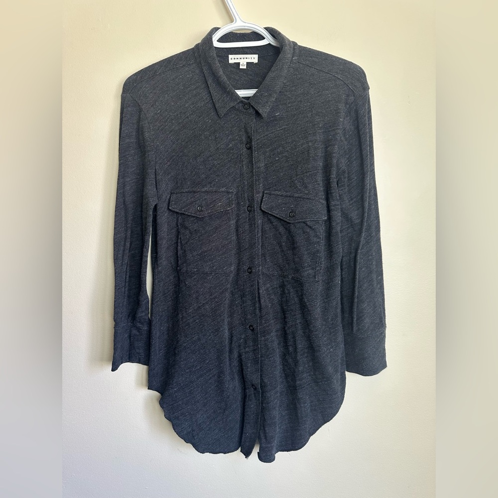 Lightweight Button-Front Shirt in Charcoal